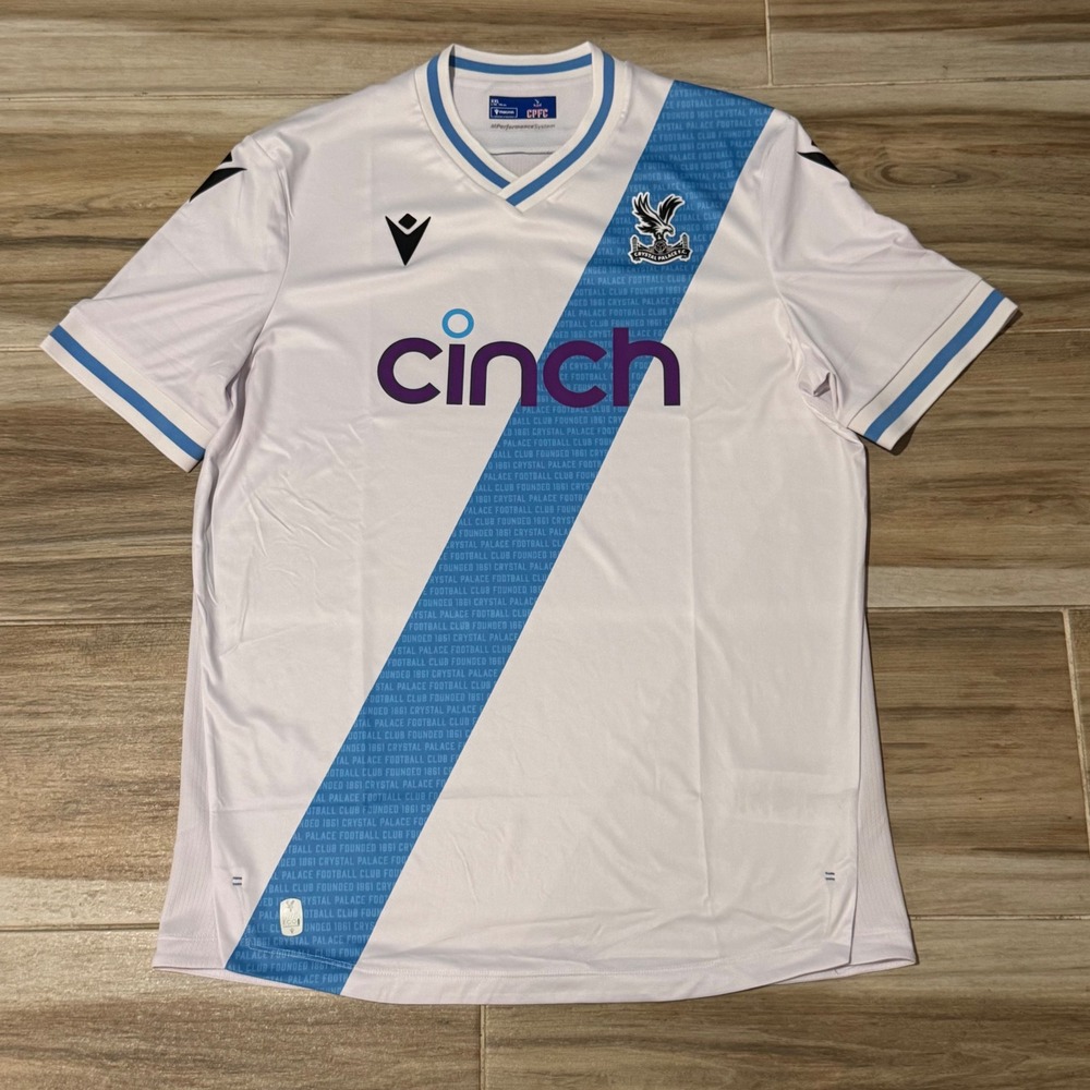 Macron Crystal Palace FC 2023-24 Away Jersey White Blue Sash XXL Soccer Shirt